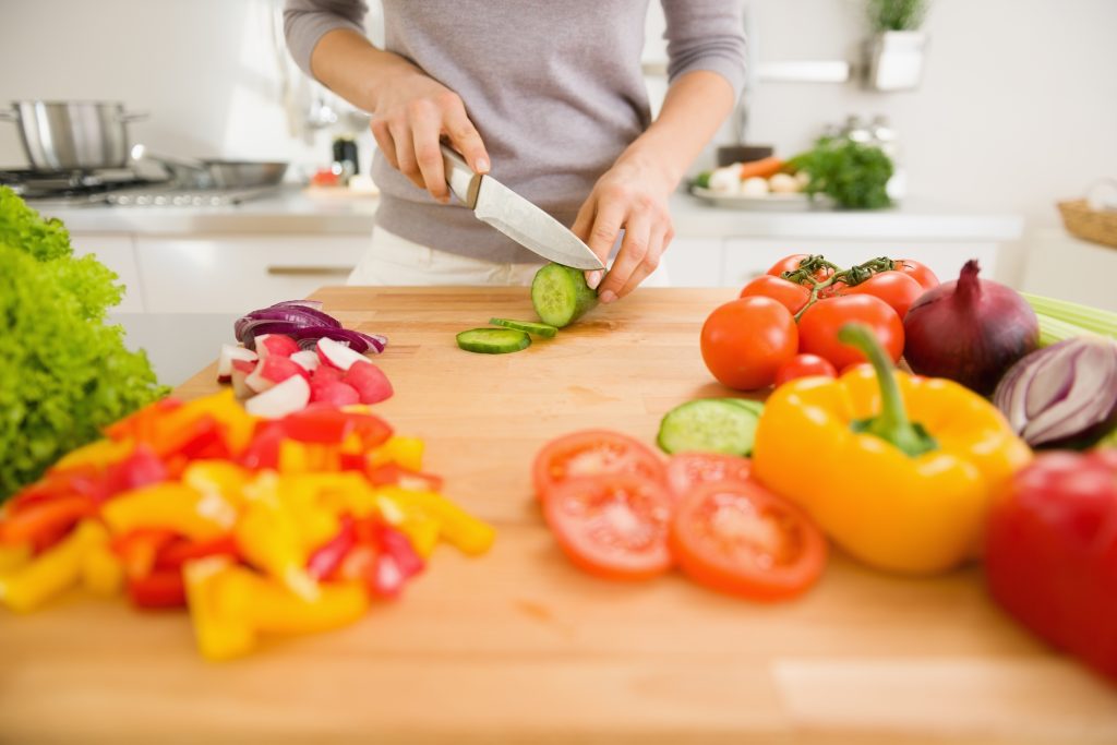 cutting veggies